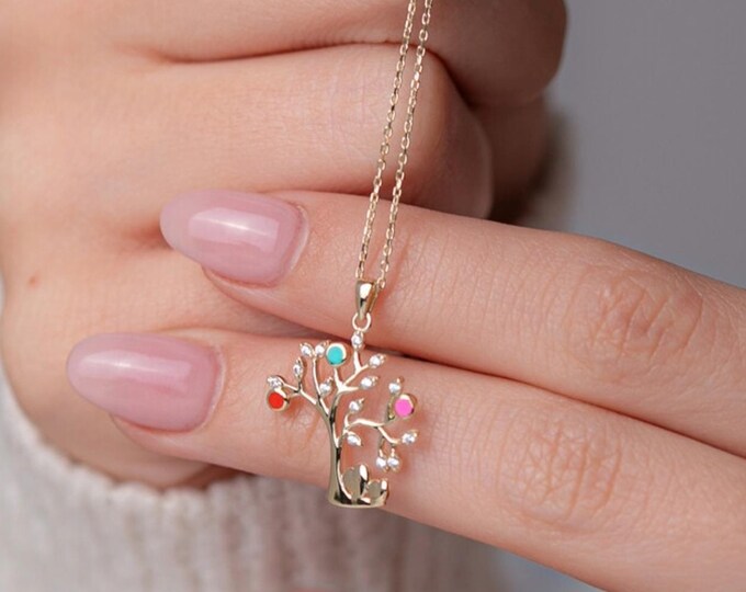 Colorful Enamel Tree Of Life Necklace