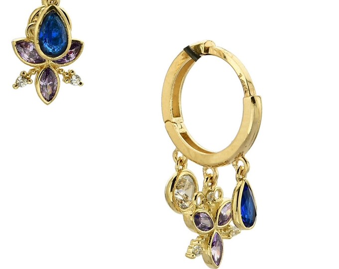 Gemstone Drop Huggies Hoops