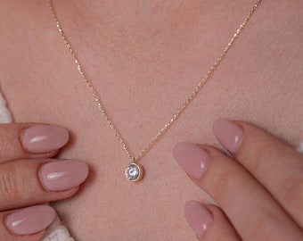 Bezel-Set Diamond Solitaire Necklace