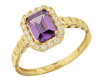 Emerald-Cut Amethyst Engagement Ring