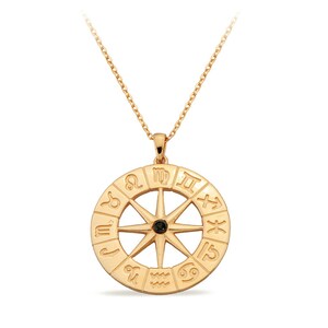 14K Gold Zodiac Medallion Necklace: Vintage Astrology Gift