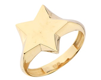 14K Gold Star Signet Pinky Ring-  Star Shaped Signet Ring-  Custom Star Ring- Star Jewelry- Vintage Women Signet Ring- Valentine's day gift