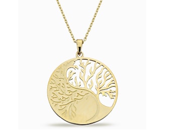 14K Solid Gold Tree of Life Medallion
