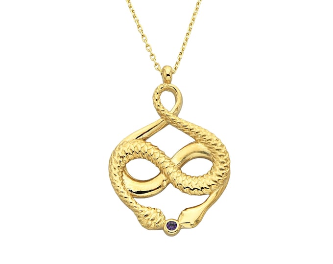 14K Gold Cz Snakes Necklace