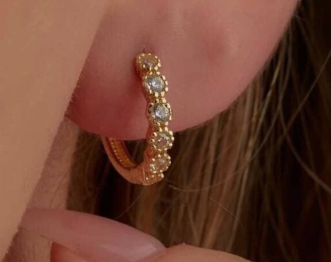 14K Gold Eternity Hoop Earrings
