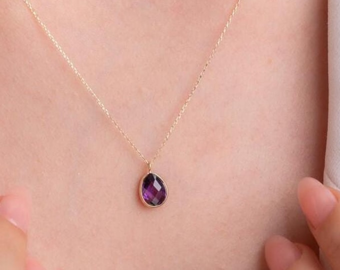 Pear Shaped Amethyst Necklace