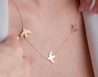 Three Birds Charm Necklace
