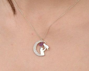 Half Moon Mom Hug Baby Necklace