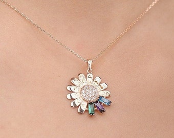 14K Gold Sunflower Necklace