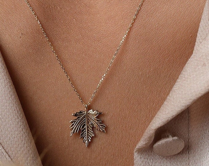 14K Gold Maple Leaf Necklace