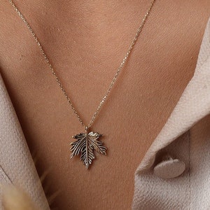 14K Gold Maple Leaf Necklace: Canadian Pendant, Autumn Jewelry