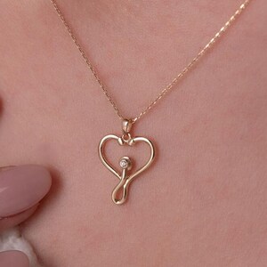 14K Gold Heart Stethoscope Necklace - Nurse Doctor Gift