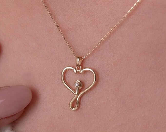 14K Gold Nurse & Doctor Stethoscope Necklace