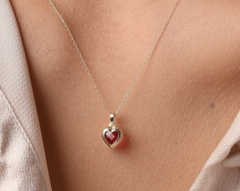 Ruby Heart Necklace in 14K Gold
