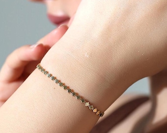 14K Gold Clover Bracelet for Women, Dainty Four Leaf Clover Chain Bracelet, Lucky Charm Bracelet, Christmas Gift