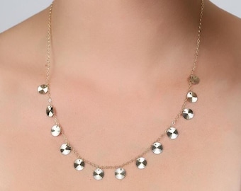 Gold Multi Shape Dangling Necklace