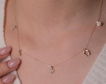 Multicharm Dangling Necklace