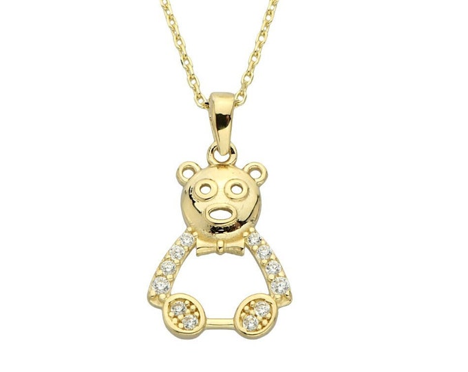 14K Gold Panda Bear Necklace