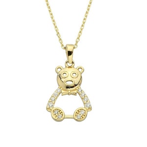 14K Gold Panda Bear Necklace - Cz Panda Bear Necklace - Cute Panda Jewelry -Panda Lover Gift- Birthday Gift- Valentine&#39;s Day Gift