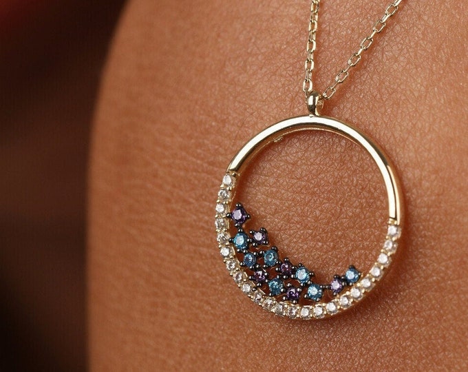 Birthstone Eternity Circle Necklace