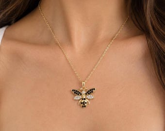 14K Gold Bee Necklace
