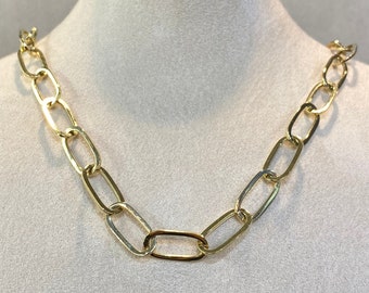14K Yellow Gold, 8MM Heavy Oval Link Chain Necklace