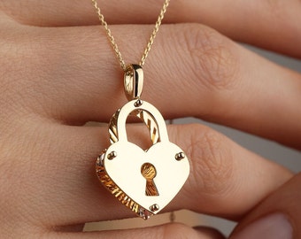 【VINTAGE HOLLYWOOD】Love Lock Heart Necklace★送料・関税込 ☆送料・関税込☆VINTAGE HOLLYWOOD☆Love Lock Heart Necklace