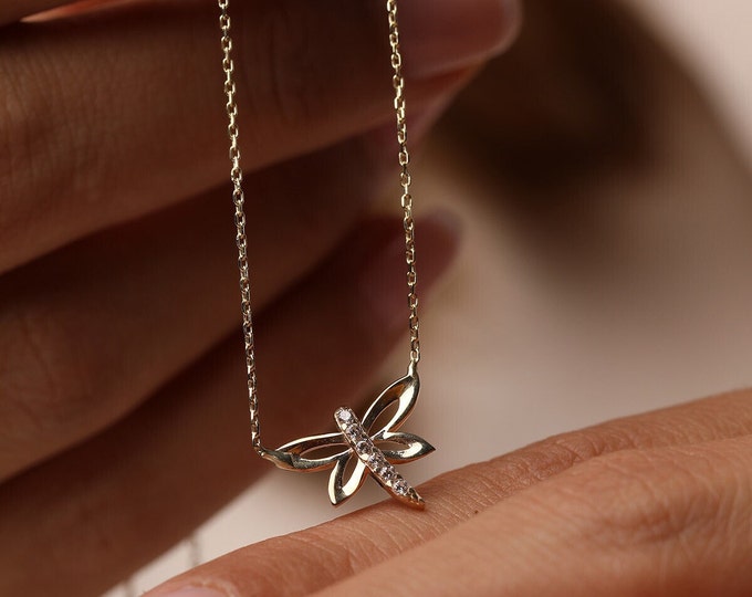 14K Gold Dragonfly Necklace