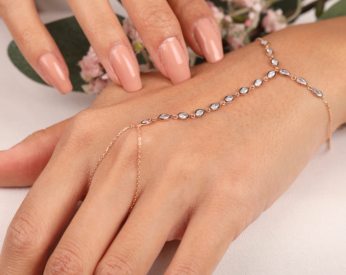 Bezel Station Hand Chain Bracelet