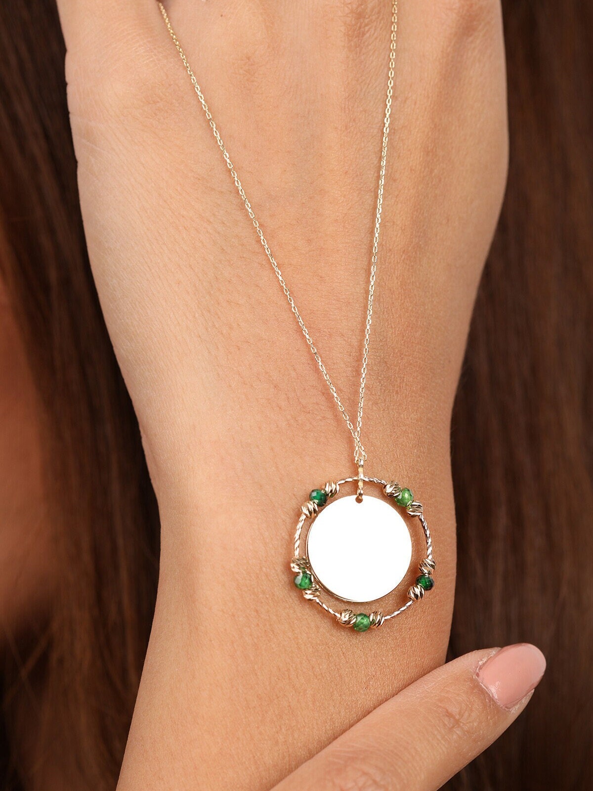 Gold mirror hotsell charm necklace