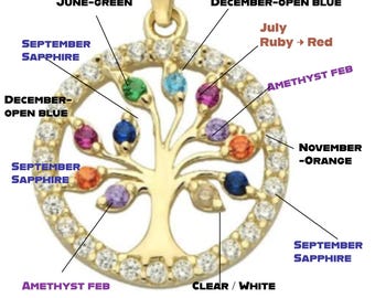 14K Gold Family Tree Necklace No Chain