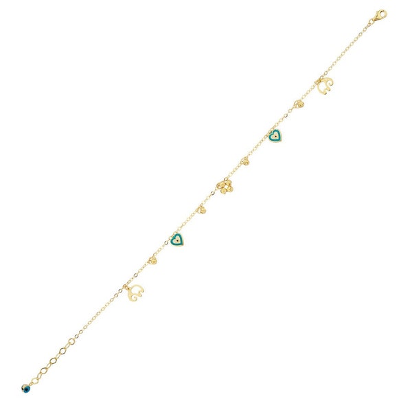 18K Gold Plated Elephant Anklet - Crystal Embellished, Good Luck Jewelry 10 Inch
