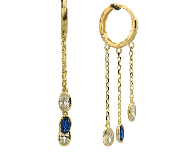 Huggie Hoop Earrings with Chain