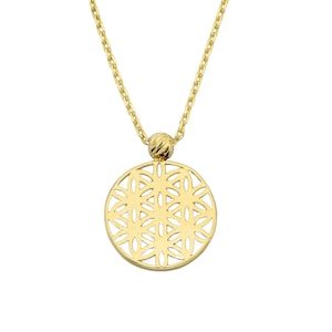 14K Gold Flower Of Life Pendant - Medallion Flower Of Life Charm Necklace- Sacred Geometry  Necklace- Spiritual Jewelry-Christmas Gift