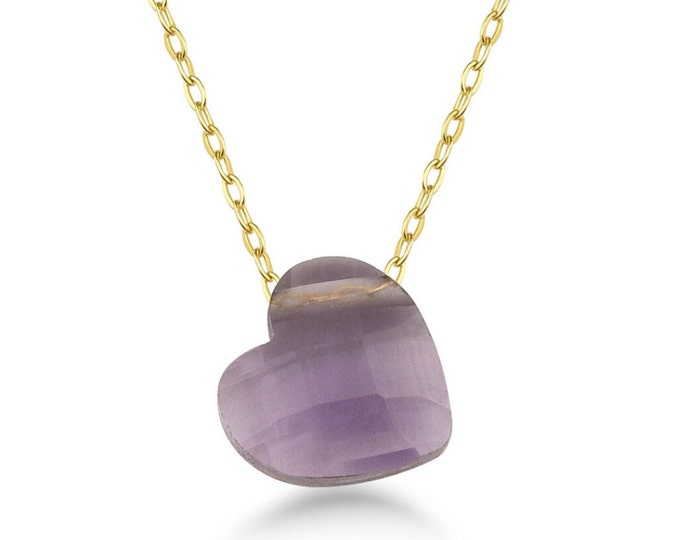 14K Heart Shaped Purple Necklace