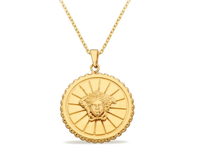 14K Gold Medallion Medusa Necklace