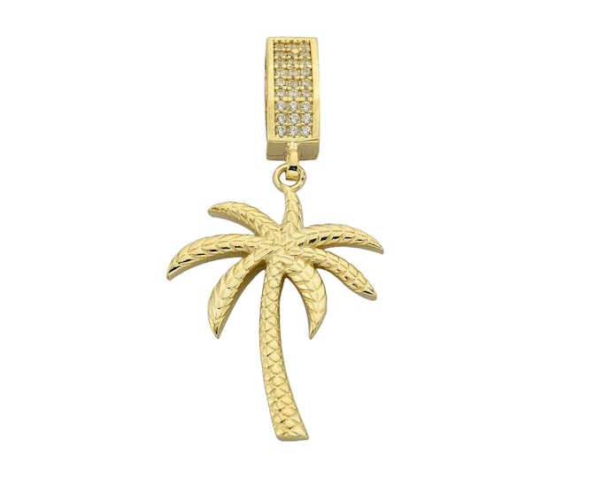 14K Gold Palm Tree Pendant Necklace