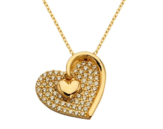 14K Gold Sideways Heart Necklace
