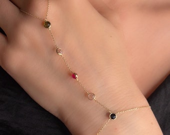 Gemstone Hand Chain Bracelet
