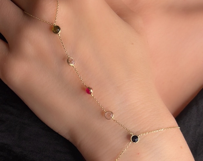 Gemstone Hand Chain Bracelet