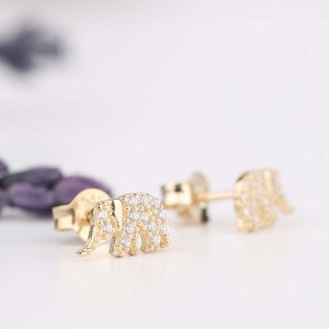 14K Solid Gold Elefant Ohrstecker Ohrringe - Minimalistische Elefant Ohrringe - Glück Elefant Ohrringe - Ohrringe für Frauen - Geburtstagsgeschenk