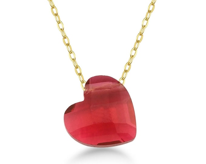 Ruby Heart Shaped Necklace