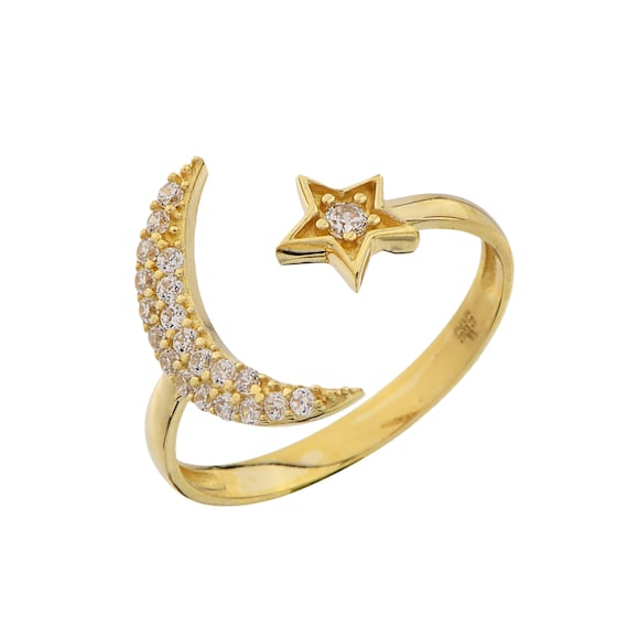 アクセサリー STAR JEWELRY LUNAR COIN RING Amazon.com: Gold Moon Star Ring Set for Women 14K Gold