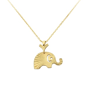 14K Gold Elephant Necklace: Minimalist Animal Pendant, Lucky Jewelry