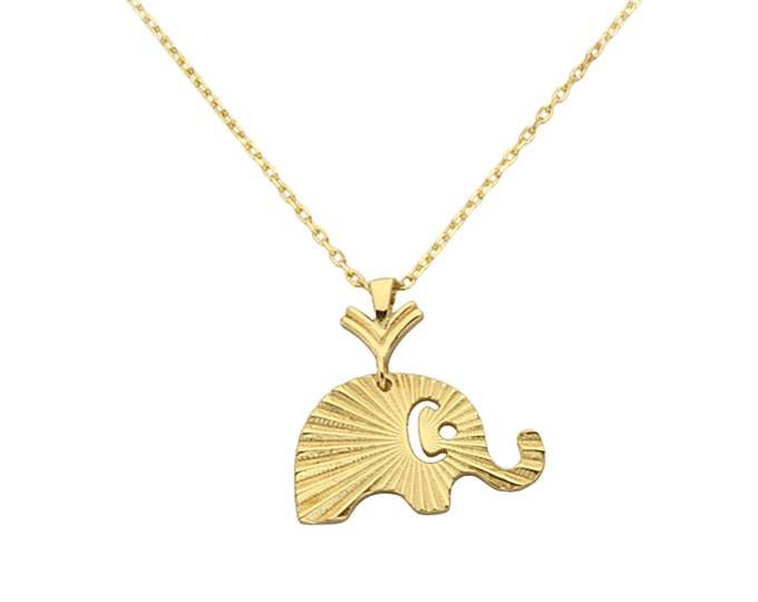 14K Gold Elephant Necklace