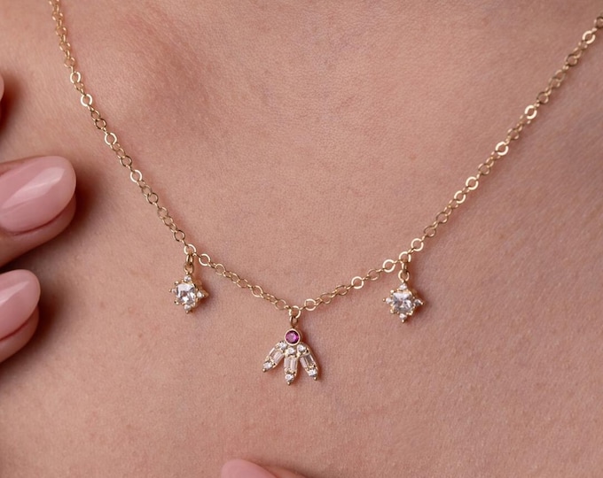 Gold Multi Shape Dangling Necklace