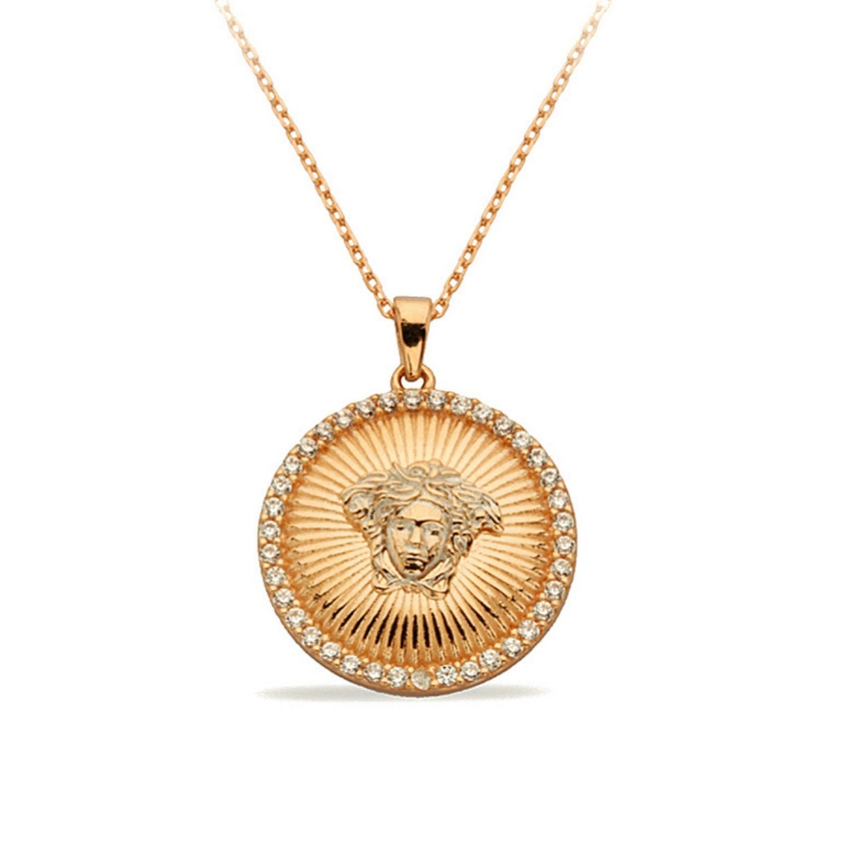 14K Gold Medusa Pendant