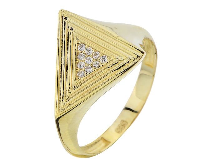 14K Gold Geometric Signet Ring
