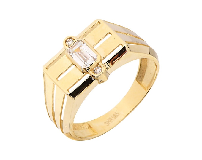 14K Gold Signet Ring W/ Baguette