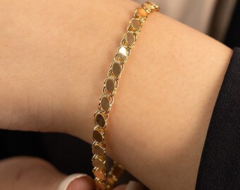 14K Gold Mirror Chain Bracelet